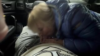 Outdoor Car Oral-sex Spunk flow Unfathomable Mouth Squirt Pair Blond mother I'd like to fuck Squirt