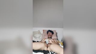 Trans chap with a clown makeup masturbates