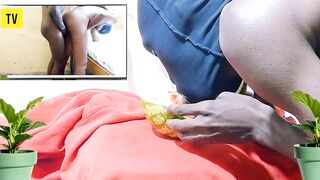 Teen Screwing watermelon whilst watching porn episode of Dicksex and Givensex banging jointly untill I got CUM, so soaked and sexy twat!
