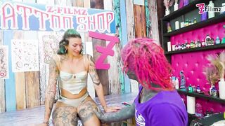 Italian TATTOO customer sucks and bangs whilst getting ink done!