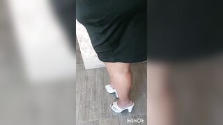 My cute obese gal showing off her massive bazookas in a fishnet blouse, as well as her fleshy twat in her open strap.