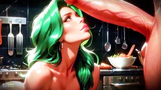 Green Hair Bimbo Whore Large Booty Bazookas Biggest Ramrod Dream Kitchen (100% AI Generated)