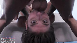 Hot Anal queen Jazmine White doing double anal, double vaginal ,DP and footjob to 3 large males