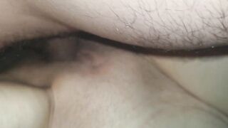 My wang goes all the way in her twat and i cum inside her. All my cum unfathomable inside her snatch