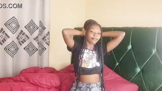 Charming angel with ebony vagina