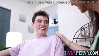 Large titties curvy step grandmother seduces and rides a large weenie teen