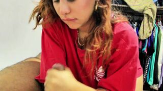 I suck a breasty stranger's snatch in the park and cum in her throat