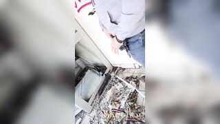 I'm sucking a stud in an old phone booth, my boyfriend is filming and participating, we're taking turns screwing my cunt