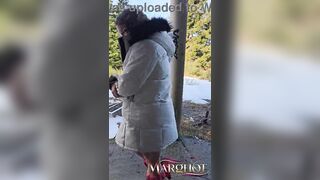 I'm sucking a stud in an old phone booth, my boyfriend is filming and participating, we're taking turns screwing my cunt