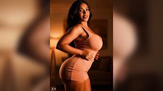 Latin chick brunette hair with large butt and boobs - AI generated