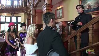 The wedding commences but one time the chants start the mother i'd like to fuck bridesmaids feel uneasy. Pretty soon their devilish instincts kick in so they grab the spouse, wife, and pastor to get their tushies shagged with double penetration.