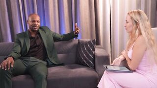 Sexy Female Casting Director Takes Huge Ebony Ramrod On The Bed