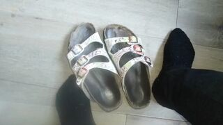 Worn-out Birkenstock shoes