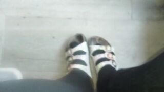 Worn-out Birkenstock shoes