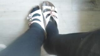 Worn-out Birkenstock shoes