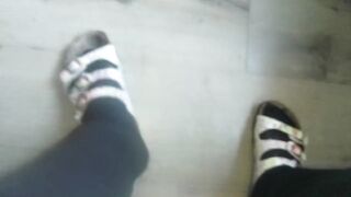 Worn-out Birkenstock shoes