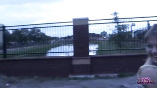 Shy waitress gets nude at a construction web page