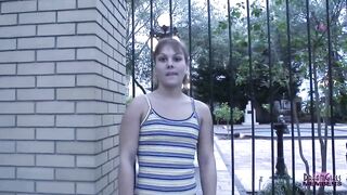 Shy waitress gets nude at a construction web page