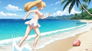 Beach Golden-haired Blowout: Elsa's Sandy Suck and Bang Fest