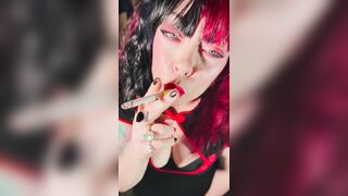 Miss Tina Snua Would Love To Smoke With U - Smokin' A Cork cigarette With Match Light Up