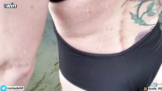 The stepmother promised to swim nude. This babe tricked me, but we banged.