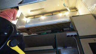 Hot wench rubbing her juicy twat at work