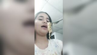 Eating food with cum