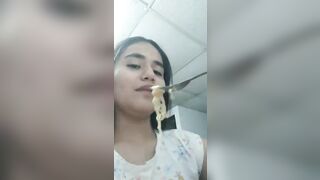 Eating food with cum