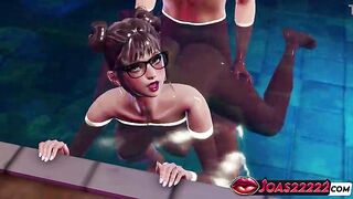 Experience Massive Melons Gal Jenn Animation - Missionary & Doggy style Sex In Pool With Groans, Lifting Fastened Sex Concluding with a Cum Inside Constricted Cunt A Lot Of Jizz