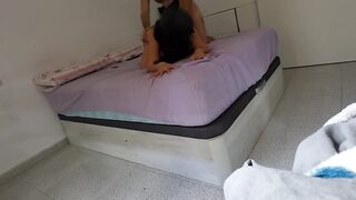 A charming, lewd Latin babe invites me to her room to bang and I cum on her face