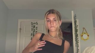 Shy amateur teen bangs self and cums for the 1st time whilst parents are home!