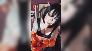 Hawt Wife Tina Snua Smokin' A Cork 100 Cigarette In Satin Gloves & Jewellery