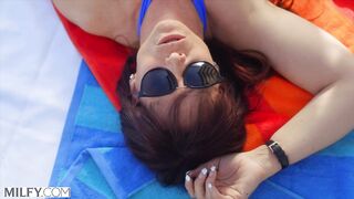 MILFY Curvy aged Syren rides his youthful penis poolside