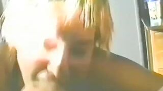 Golden-haired Sucks Ramrod Then Takes on 2 Dildos