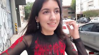 I love to Walking Overspread in Cum ! Please Cum on my Face! - Public Cumwalk on Street