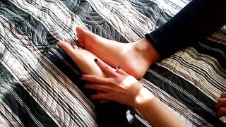 Feet massage with toys from a foot loving gal