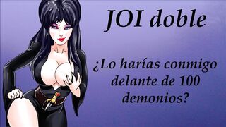 JOI doble. Sexo con mujer demonio. Sonidos orgasmo y garganta.