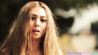 Fingered babe squirting while orally pleased