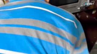 LARGE BUTT STEPDAUGHTER GETS TRAPPED AND HER PERVERT OLD STEPDAD SUCKS AND SCREWS HER SNATCH.