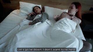 Step Stepmom and Step Stepsister Share Daybed with Step Stepson in Wild Hotel Screw (feat. Kisscat)