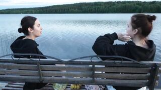 2 Gals Took Their Raiment off on the Lake. a Passing Surfer Had Sex in the Open Air