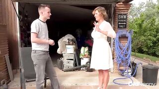 Oldnanny - Aged Granny Seduces Lascivious Guy In Garage