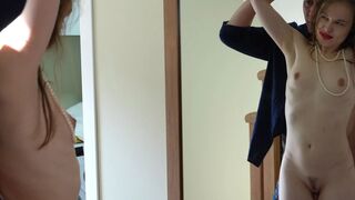 Stepdaddy, Am I Marvelous? Trying on My Stepmom's Raiment, I Let My Stepfather Rub Against My Twat and Bang My Throat!