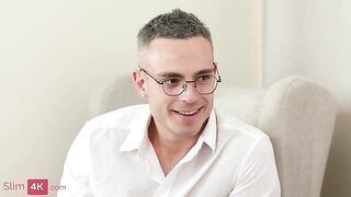 Brunette hair turns it on in a nice-looking 3some