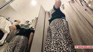 Watch-Throughout Seduction: Golden-haired with Large Bazookas Tries on Transparent Outfits in Fitting Room, No Pants