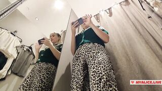 Watch-Throughout Seduction: Golden-haired with Large Bazookas Tries on Transparent Outfits in Fitting Room, No Pants