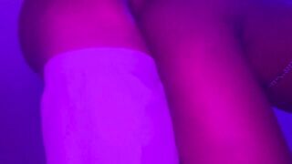 Hawt tiny Black teen creamy vagina getting blacked by bbc ramrod couldn’t resist fiddling love button when that babe came out the shower POV