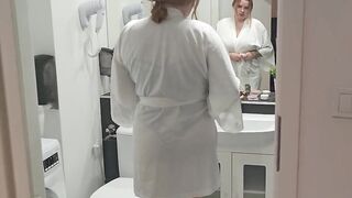 Glamorous Breasty Babysitter Masturbates in Owners' Bedroom