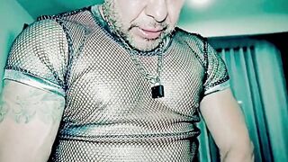 Very hot and manly heterosexual dude in homosexual porn doing a show as a resigned slut in chastity