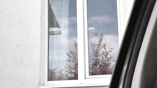 Public nudity In nature's garb in public. Taxi driver watching a hawt hot woman mother I'd like to fuck which in robe out of pants and brassiere clean kitchen window Outdoors Outside Tits Large natural titties Unshaved twat Golden-haired Voyeur